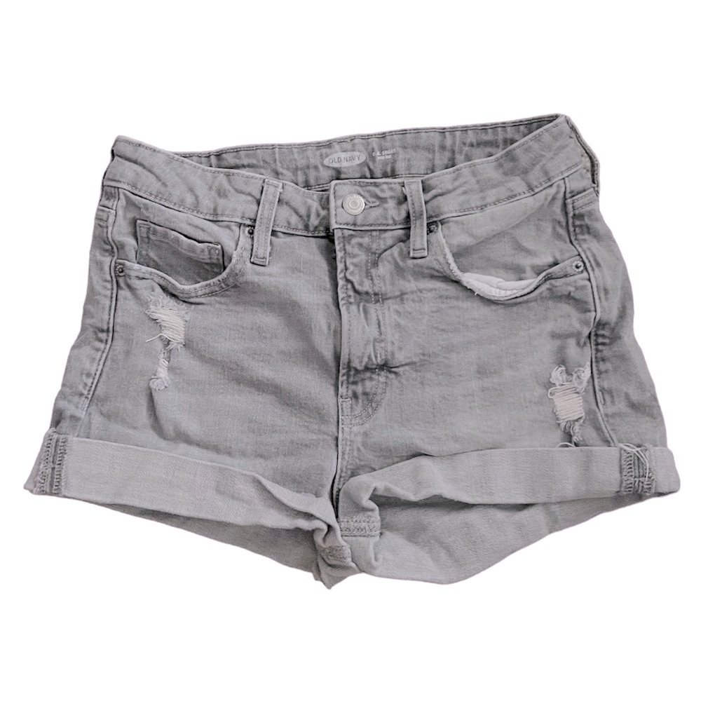 Distressed Old Navy Gray High-Rise Shorts